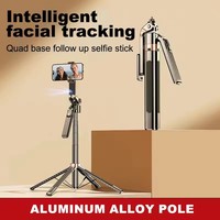 Perche à selfie portable tout-en-un avec suivi du visage AI Stabilisation de la rotation à 360 degrés Extension de 180cm Suivi de la hauteur Gim