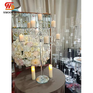 SMOOTH Luxury Decorative 9 Heads Tall <b>Crystal</b> Candelabra Table Centerpiece Candle Holder for Wedding Decoration - Product Image 1