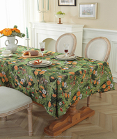 Nappe de table carrée en tissu floral français de designer, nappe jacquard à motif de feuilles d'oiseaux, décoration de cuisine et de salle à manger