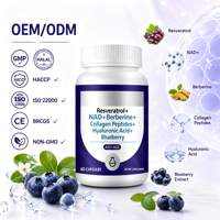 Cápsulas Antienvejecimiento con Complejo de Resveratrol Vegano, NAD+, Péptidos de Colágeno, Arándanos y Biotina, Venta al Por Mayor OEM