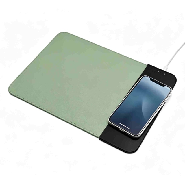 2-in-1 Wireless Charging Mouse Pad 20W Fast Charging Desk Mat with PU Leather Surface Non-Slip Base in Stock for Office & Home