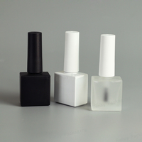 Flacon carré en verre dépoli transparent de 7 ml pour vernis à ongles, vide, pour gel UV ou huile, avec pinceau et bouchon, motif dépoli sérigraphié