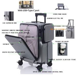 <span class=keywords><strong>Valise</strong></span> <span class=keywords><strong>cabine</strong></span> 20 pouces en aluminium, rigide, bagage à main, serrure TSA, ouverture frontale, silencieuse, 360° °   <span class=keywords><strong>Valise</strong></span> à roulettes - Product Image 3