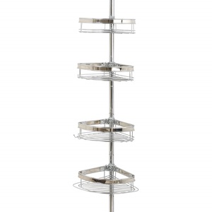 Argent noir 4 pôles support mural organisateur de stockage en acier inoxydable 4 niveaux télescopique coin douche étagère Caddy suspendu pour <span class=keywords><strong>salle</strong></span> de <span class=keywords><strong>bain</strong></span> - Product Image 5
