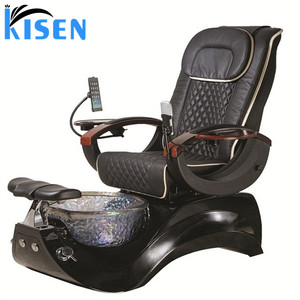 Fauteuil de pédicure pour salon de manucure, style moderne KISEN, gris argenté, avec revêtement en cuir confortable, pour spa des pieds et massage. - Product Image 4