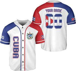Streetball personnalisé Cuba Baseball Jersey chemise, maillot drapeau Cuba, maillot cubain pour hommes et femmes, Cuba USA drapeau t-shirt - Product Image 5
