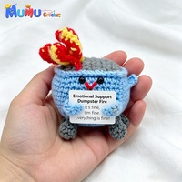 Vente en gros de poupées Amigurumi au crochet faites main personnalisées, modèle Dumpster Fire, avec carte de soutien émotionnel positive, cadeau amusant pour les fournitures de boutiques de cadeaux