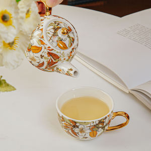 Cadeau de mariage tasse et soucoupe service à thé en céramique avec <span class=keywords><strong>théière</strong></span> pour une personne pot unique ensemble de <span class=keywords><strong>théière</strong></span> individuel - Product Image 4