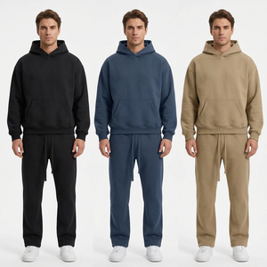 Conjunto Deportivo Unisex Marrón Personalizado, Corte Regular, Hombros Caídos, Lavado Ácido, Estampado, Ligero, Ecológico, Sudadera con Capucha y Pantalones Deportivos para Invierno - Product Image 1