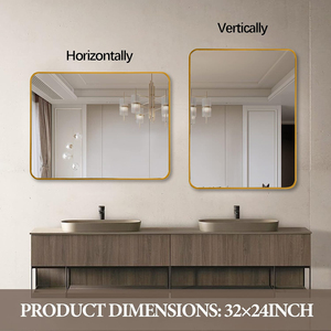 Gold Metal Framed Rectangular <b>Mirror</b> 24x32 Inch <b>Wall</b> Mounted Bathroom Vanity <b>Mirror</b> - Product Image 4