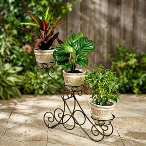 Luxury Modern Metal Plant Stand 3 Tier Flower <b>Pot</b> <b>Holder</b> Elegant Black Iron Display Rack for Indoor Outdoor Home Decor - Product Image 5
