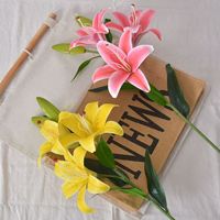 Fleurs décoratives, couronnes et plantes, vente en gros de fleurs artificielles bon marché, lys tigre dans un pot pour décoration de gâteau