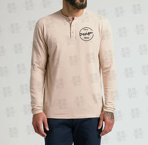 Custom Print Logo Waffle <strong>Tshirt</strong> Embroidered Plain 95% Cotton 5% Spandex Long Sleeve Knitted <strong>Henley</strong> Crewneck T Shirt for Men - Product Image 4