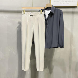 Vente chaude hommes printemps et automne britannique sans repassage Tube droit lâche affaissement pantalons décontractés de haute qualité costume d'affaires pantalon - Product Image 2