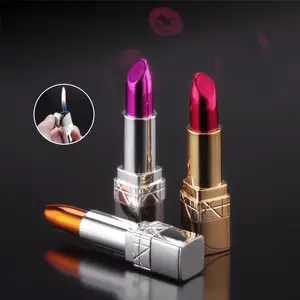 Compact Lipsticksmoking Accessoires Butaan Gas Navulbare Aansteker Open Vuur Verstelbare Aansteker Met Cyclische Inflatie Voor Dames