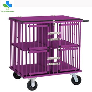 Salon Foldable Pet Trolley With Wheel Aluminum Light-weighted Dog Cage Trolley Pet Show Trolley