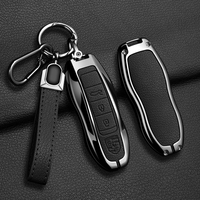 Étui de protection pour clé de voiture en alliage de zinc et cuir pour Porsche Panamera Spyder Carrera Macan Boxster Cayman Cayenne 911 970 981 991