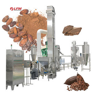 Línea de producción automática comercial de licor de cacao en polvo y mantequilla Proceso completo de acero inoxidable Prensado de molienda de tostado - Product Image 1