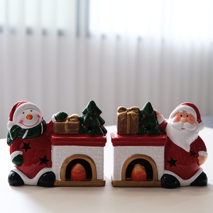 Vente en gros pot de bougie en céramique pour le père Noël unique bonhomme de neige ornements de père Noël <span class=keywords><strong>bougeoir</strong></span> - Product Image 1