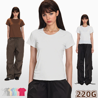 RUICHI Muestra Gratuita, Camiseta de Verano Personalizada para Mujer, Cuello Redondo, Manga Corta, Nueva Camiseta Básica de Algodón para Mujer