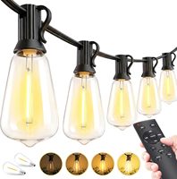 Lampu Tali Kaca Dalam Ruangan ST38 Standar Eropa Amerika, Lampu Halaman Tahan Air Vintage, Tenaga Surya Kontrol Sentuh