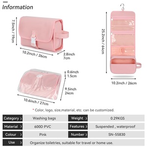 Organizador de Maquillaje Plegable Personalizado <span class=keywords><strong>con</strong></span> Múltiples Compartimentos y Gancho Metálico, Bolsa de Aseo <span class=keywords><strong>para</strong></span> Viaje - Product Image 4