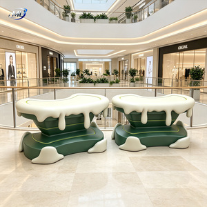 Banc pour enfants en fibre de verre, sièges de terrain de jeu extérieur, design moderne durable, couleur vert et blanc, style contemporain - Product Image 4