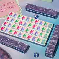 Mahjong Master Grade 160 Ubin Berlukis dengan Empat Rak Akrilik dan Penggeser Mahjong Amerika untuk Hadiah Liburan, Permainan Seru Terbaik