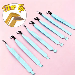 Groothandel Volume Gebogen Punten Kleurrijke Wimperverlenging Pincetten Gemakkelijk te Gebruiken Isolatie Vezelpunt Wimperpincetten in Pakistan - Product Image 1