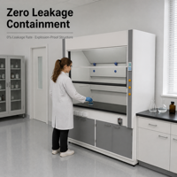 Hotte de laboratoire à conduit intégré en acier avec plan de travail en résine époxy, pour laboratoire de microbiologie hospitalier