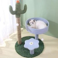CactusCat Arbre à chat moderne à 3 niveaux, grand lit pour chat, griffoir, structure d'escalade, durable, confortable, en peluche et sisal, sans perte de poils, pour animaux de compagnie d'intérieur