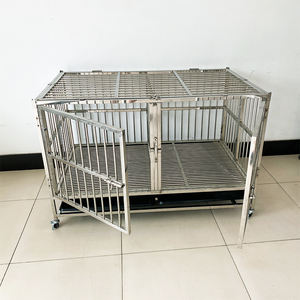 กรงสุนัขพับได้กรงสุนัขคุณภาพสูงทำจากสเตนเลสสตีลสำหรับสุนัขสองประตูกลางแจ้ง - Product Image 5