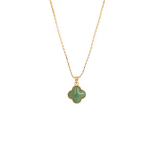 Four Leaf Clover Necklace Green Zinc Alloy Clavicle Chain Pendant Gift For Women Fashion Jewelry - Product Image 5