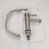 Robinet de lavabo de salle de bain de haute qualité à poignée robuste, rotatif à 360°, en acier inoxydable 304 brossé