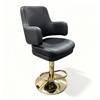 Chaise de casino ergonomique de qualité commerciale 360 °   Tabouret de jeu pivotant en cuir PU noir avec base dorée, facile à nettoyer, pour machine à sous