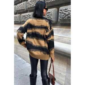 Suéter de Mujer Sobe, Cuello Redondo, Manga Larga, Estilo Casual Otoñal, Antipilling, Color Camel - Product Image 6