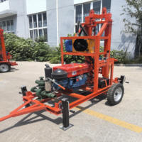 Plataforma de Perforación Portátil para Pozos de Agua, 200m de Profundidad, Motor Diésel, Caja de Cambios, Rodamientos, Montada en Remolque, Fácil Operación