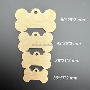 Verschiedene Größen Unbehandelte Messing Knochen form Hund ID Tag Blank Collar Tags zum Stempeln Laser gravur - Product Image 2