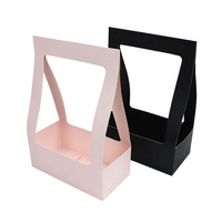 Boîte en papier avec logo personnalisé Cadeau de mariage avec poignées Emballage de fleurs fraîches-Blanc Noir Rose Revêtement UV et gaufrage