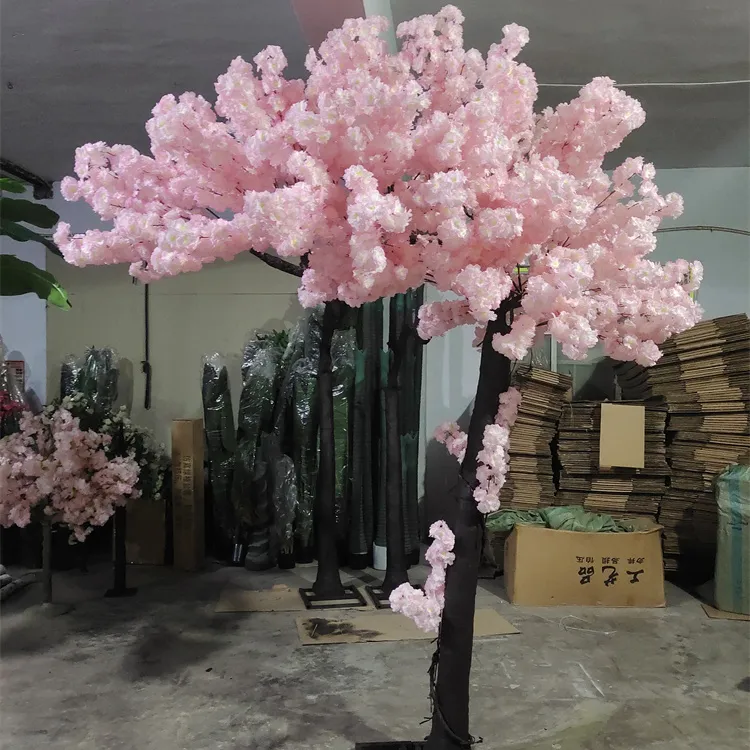 QSLH Ti153 arbre sakura japonais grand 2.7m arbres à fleurs en soie rose arbre à fleurs de cerisier pour mariage intérieur fête en plein air