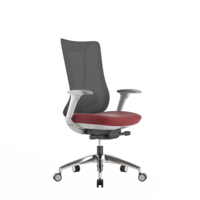 Nouvelle conception, fauteuil de bureau ergonomique 4D Move avec accoudoirs en PU blancs, base en aluminium et dossier en mesh