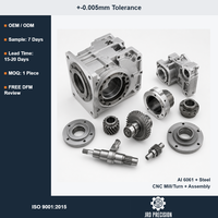 Pièces d'assemblage de boîtier de boîte de vitesses en aluminium 6061 et acier, usinées CNC sur mesure pour fournisseur OEM, ISO 9001, 0,005 mm, MOQ 1