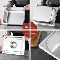 Bac Gastronorm GN en Acier Inoxydable 304 avec Couvercle pour Hôtels, Buffets, Traiteurs, Bain-Marie et Plats Chauds