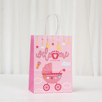 Sac cadeau de fête prénatale avec motif empreinte de poussette et biberon, rose et bleu, pour révélation du sexe, sac fourre-tout en papier pour célébration du nouveau-né
