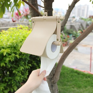 Portarrollos de Papel Higiénico de Pared, Portátil, de Cuero y Madera, para el Hogar o Camping, Sirve como Cubierta para Rollo de Papel - Product Image 4