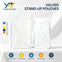Sachets à fond plat à valve anti-humidité pour l'emballage de grains de café, sacs refermables pour l'emballage de snacks et de noix - Vente chaude
