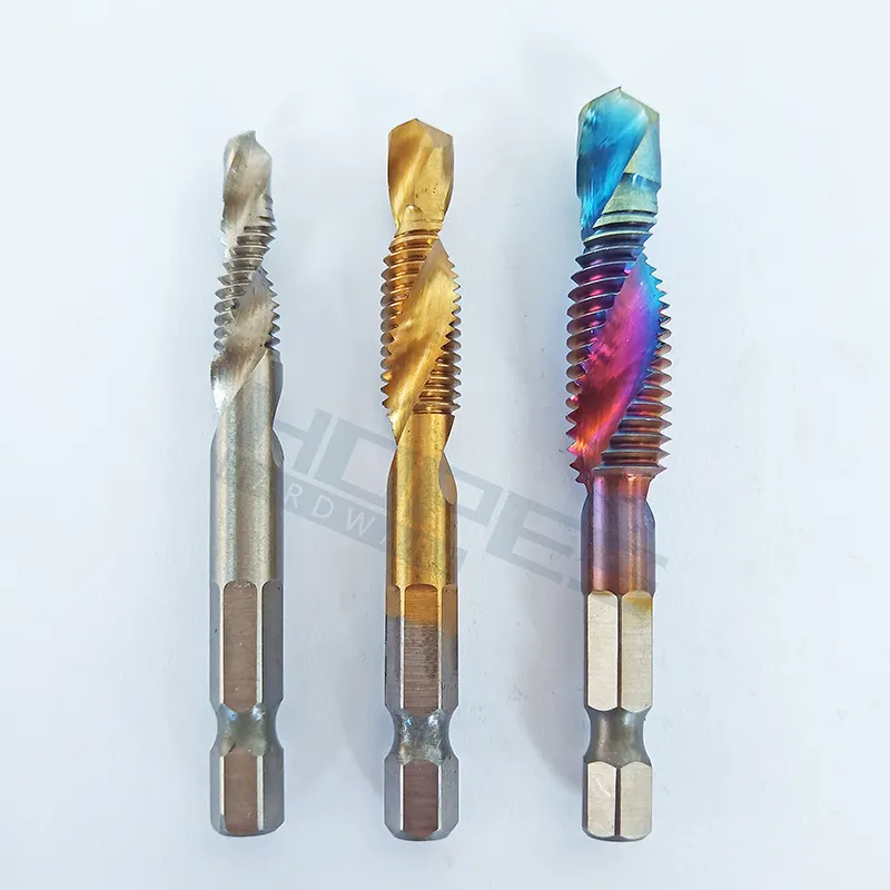 HSS 6 Cái M3 M4 M5 M6 M8 M10 Kết Hợp Vít Tarô Mũi Khoan Với 1/4 Inch Hex Shank Đa Mục Đích