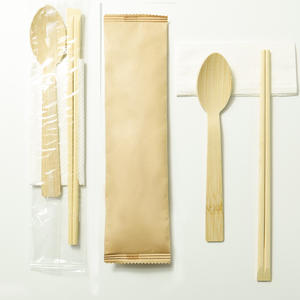 Juego de cubiertos desechables ecológicos de 4 piezas, vajilla de bambú, cuchillo, tenedor, cuchara, <span class=keywords><strong>palillos</strong></span> - Product Image 6