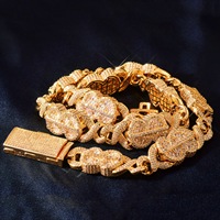 Collier en forme de dollar serti de zircons CZ pour hommes, en laiton micro-pavé, chaîne cubaine hip-hop, plusieurs longueurs, bijoux rap, vente en gros