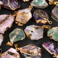 Pendentif en cristal brut irrégulier plaqué or, breloques en pierres précieuses naturelles brutes pour accessoires de collier faits à la main, vente en gros